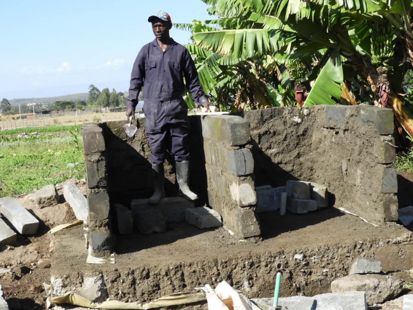 Farm staff build facilities